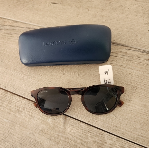 NBW Lacoste L968S 230 Oval Unisex Sunglasses - Light Brown/Blue Lens with case - Picture 6 of 6